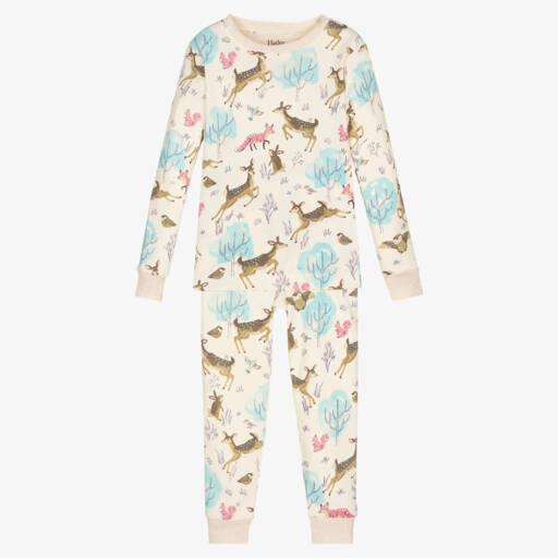 Hatley-Girls Ivory Forest Cotton Pyjamas | Childrensalon Outlet