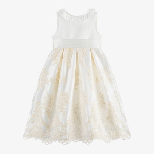 Beatrice & George-Girls Ivory Satin & Embroidered Tulle Dress | Childrensalon Outlet