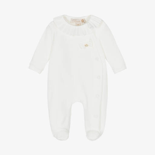 Pureté Du... Bébé-Girls Ivory Velour Babygrow | Childrensalon Outlet