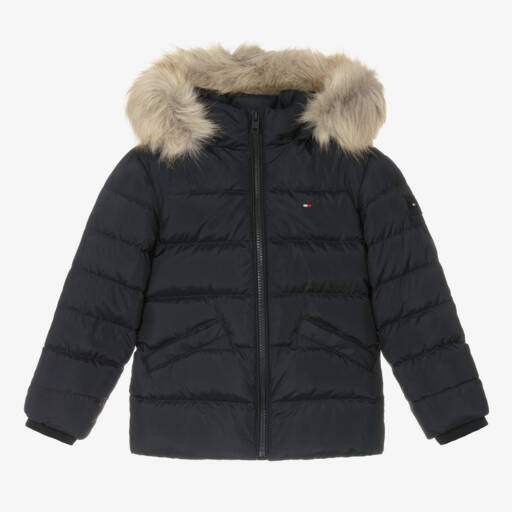 Tommy Hilfiger-Girls Navy Blue Down Padded Puffer Jacket | Childrensalon Outlet