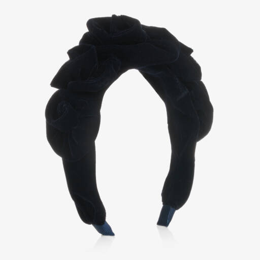 Angel's Face-Girls Navy Blue Velvet Roses Hairband | Childrensalon Outlet