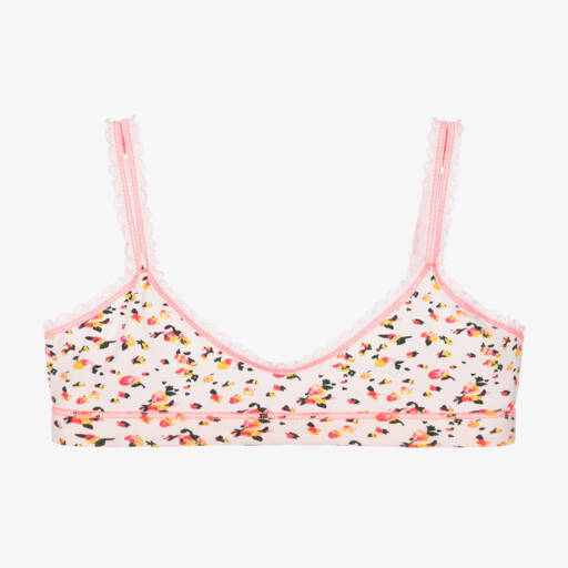 Claesen's-Girls Pink Cotton Jersey Floral Bra | Childrensalon Outlet