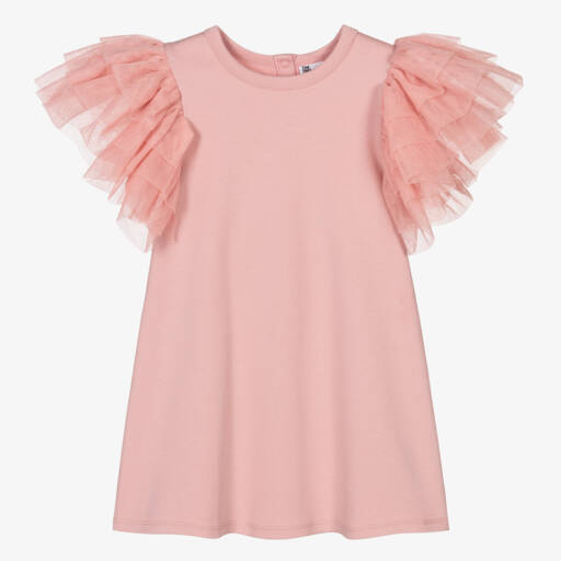 The Tiny Universe-Girls Pink Cotton Ruffle Dress | Childrensalon Outlet