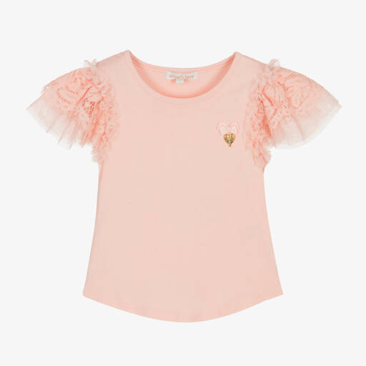 Angel's Face-Girls Pink Lace Sleeve Top | Childrensalon Outlet
