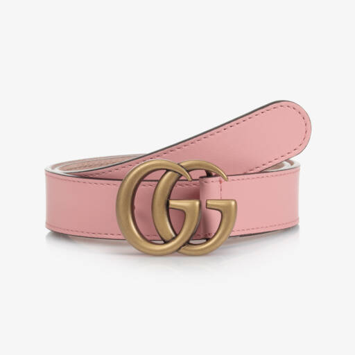 Gucci-Girls Pink Leather GG Belt | Childrensalon Outlet