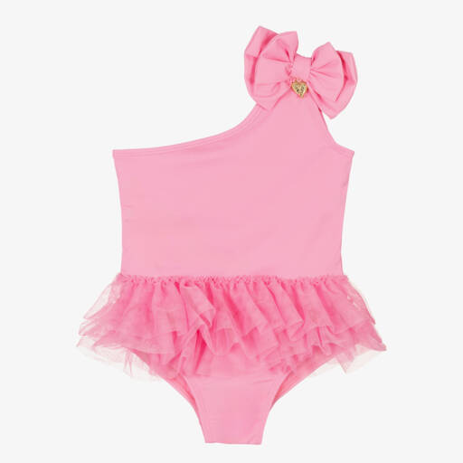 Angel's Face-Girls Pink One Shoulder Swimsuit (UPF50+) | Childrensalon Outlet