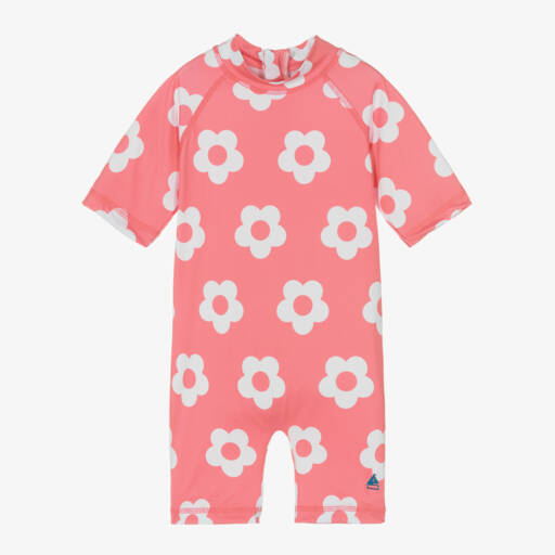 Mitty James-Girls Pink & White Flower Sun Suit (UPF50+) | Childrensalon Outlet