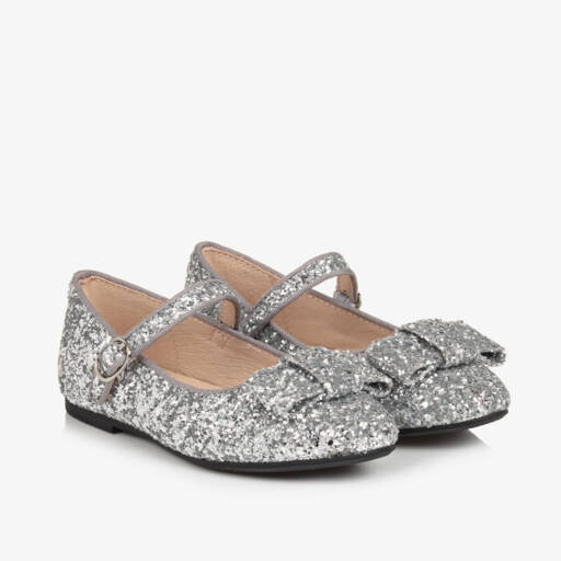 Age of Innocence-Girls Silver Glitter Bow Pumps | Childrensalon Outlet