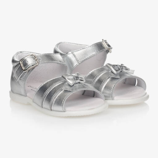 Children's Classics-Girls Silver Leather Sandals | Childrensalon Outlet