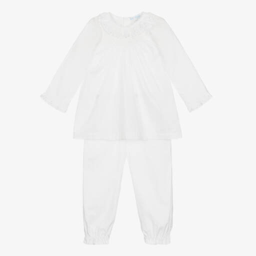 Mini-la-Mode-Girls White Cotton Smocked Pyjamas | Childrensalon Outlet
