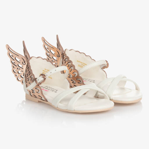 Sophia Webster Mini-Girls White Leather Sandals | Childrensalon Outlet