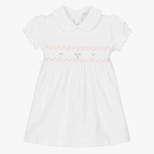 Mini-la-Mode-Girls White Pima Cotton Smocked Dress | Childrensalon Outlet