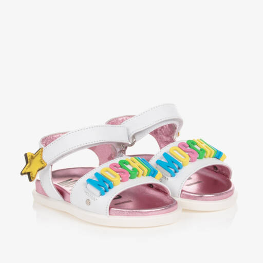 Moschino Кид-Тин-Girls White Star Leather Sandals | Childrensalon Outlet