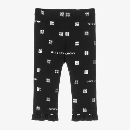 Givenchy-Baby Girls Black Cotton 4G Leggings | Childrensalon Outlet