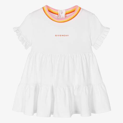 Givenchy-Baby Girls White Cotton Logo Dress | Childrensalon Outlet