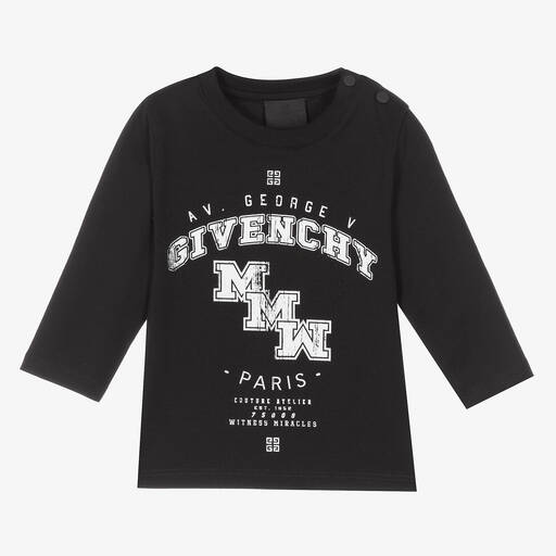 Givenchy-Black Cotton Logo Top | Childrensalon Outlet