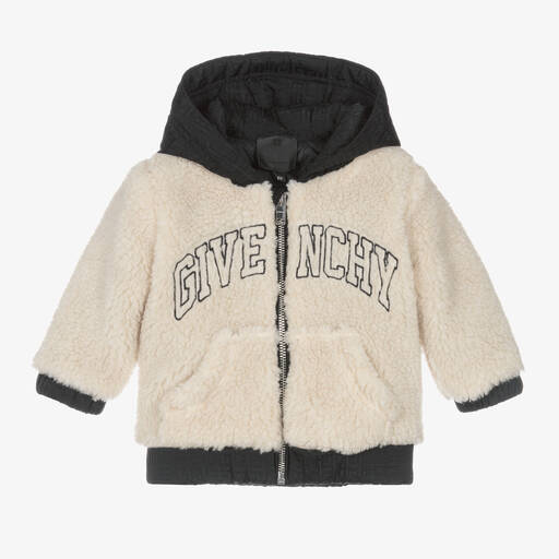 Givenchy-Boys Beige & Black Borg Jacket | Childrensalon Outlet