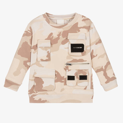 Givenchy-Boys Beige Camouflage Sweatshirt | Childrensalon Outlet