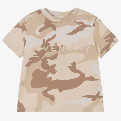Givenchy-T-shirt beige camouflage en coton | Childrensalon Outlet