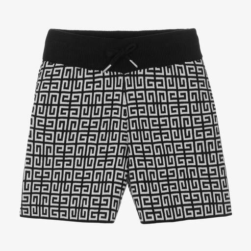 Givenchy-Boys Black 4G Jacquard Knit Shorts | Childrensalon Outlet