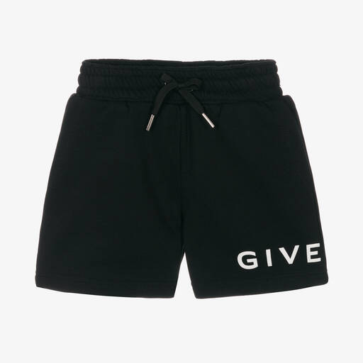 Givenchy-Boys Black Cotton Logo Shorts | Childrensalon Outlet
