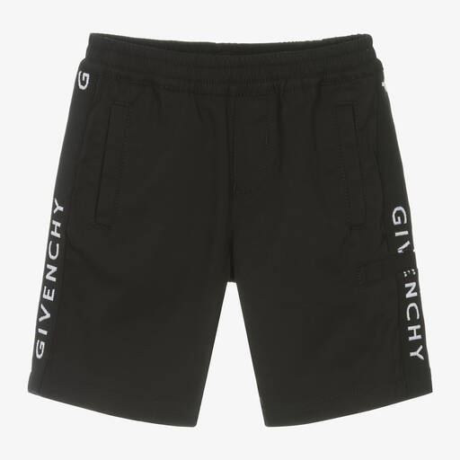 Givenchy-Boys Black Cotton Twill Shorts | Childrensalon Outlet