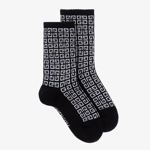 Givenchy-Boys Black & White 4G Socks | Childrensalon Outlet