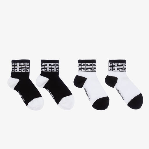 Givenchy-Boys Black & White Logo Socks (2 Pack) | Childrensalon Outlet