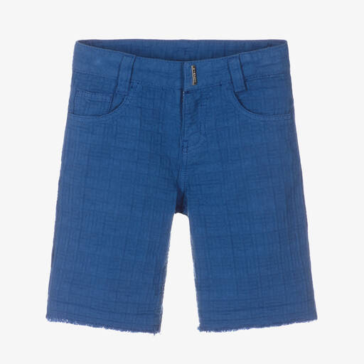 Givenchy-Boys Blue Cotton Jacquard 4G Logo Shorts | Childrensalon Outlet
