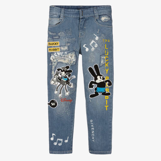 Givenchy-Boys Blue Distressed Denim Disney Jeans | Childrensalon Outlet