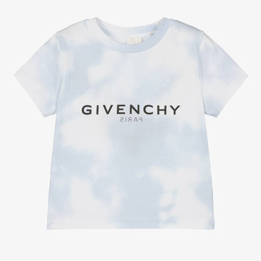 Givenchy-T-shirt bleu et blanc imprimé nuages garçon | Childrensalon Outlet