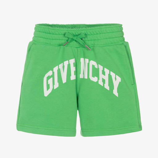 Givenchy-Boys Green Cotton Varsity Shorts | Childrensalon Outlet