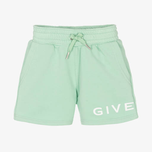 Givenchy-Boys Green Logo Jersey Shorts | Childrensalon Outlet