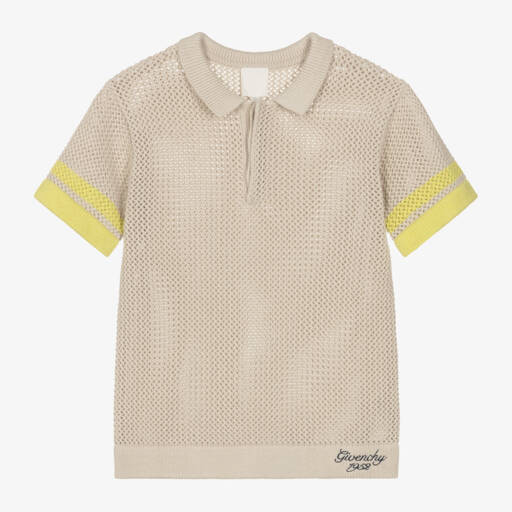Givenchy-قميص بولو محبوك بيج للأولاد | Childrensalon Outlet