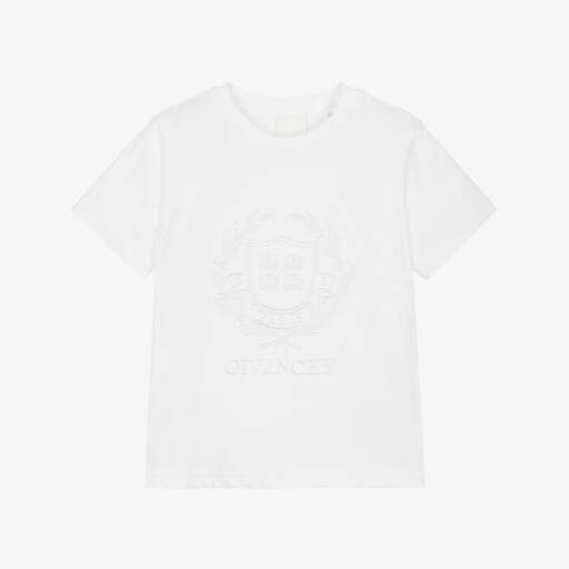 Givenchy-تي شيرت فاخر أبيض بشعار للأولاد | Childrensalon Outlet