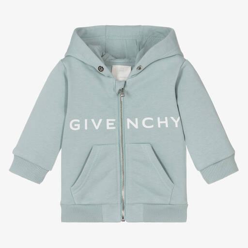 Givenchy-Boys Sage Green Cotton Zip-Up Hoodie | Childrensalon Outlet