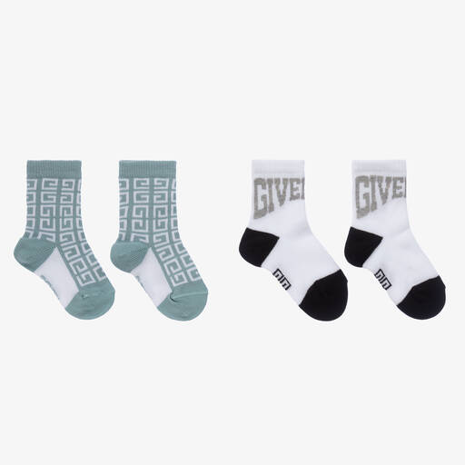 Givenchy-Зеленые и белые носки (2пары) | Childrensalon Outlet