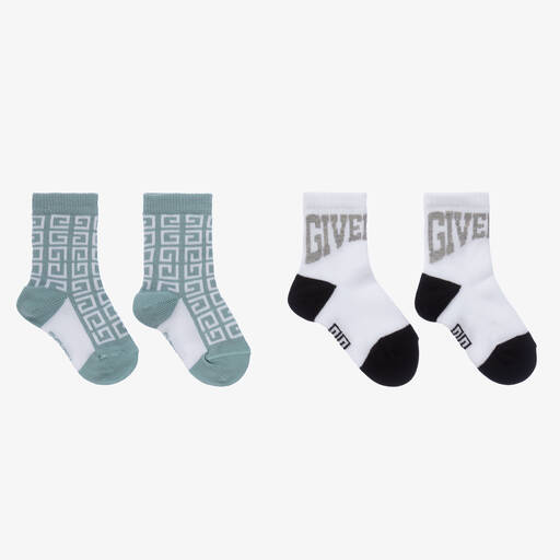 Givenchy-Chaussettes vert et blanc (x 2) | Childrensalon Outlet