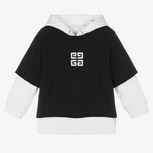 Givenchy-Sweat à capuche blanc et noir | Childrensalon Outlet