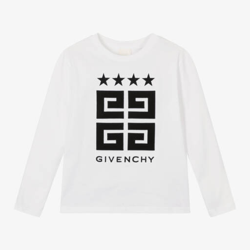 Givenchy-Boys White Cotton Graphic Tee | Childrensalon Outlet