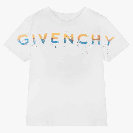 Givenchy-Boys White Cotton Logo T-shirt | Childrensalon Outlet
