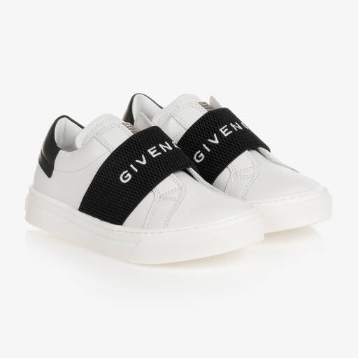 Givenchy-Boys White Leather 4G Trainers | Childrensalon Outlet