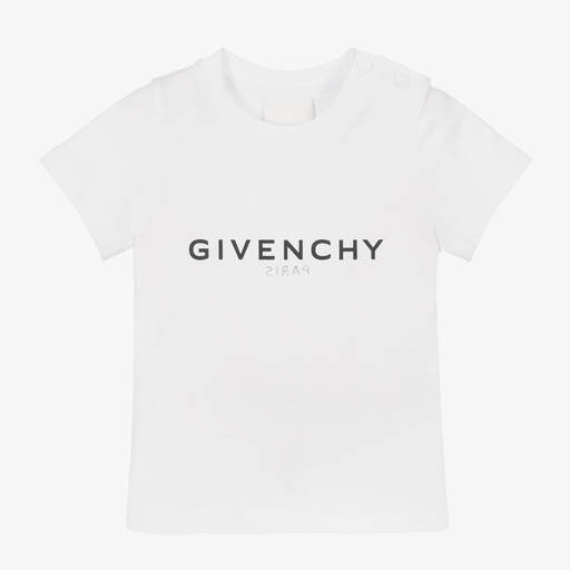 Givenchy-Boys White Reverse Logo T-Shirt | Childrensalon Outlet