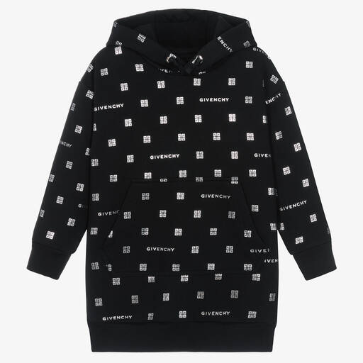 Givenchy-Girls Black Cotton 4G Dress | Childrensalon Outlet