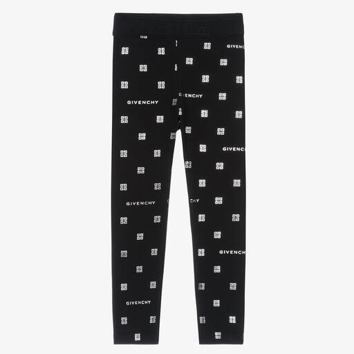 Givenchy-Girls Black Cotton 4G Leggings | Childrensalon Outlet