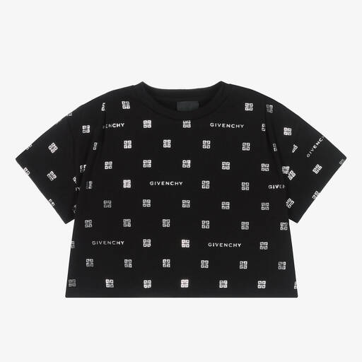 Givenchy-Girls Black Cotton 4G T-Shirt | Childrensalon Outlet