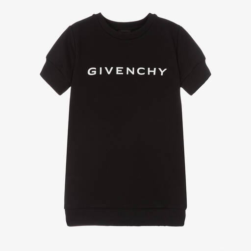 Givenchy-Girls Black Cotton Logo Dress | Childrensalon Outlet