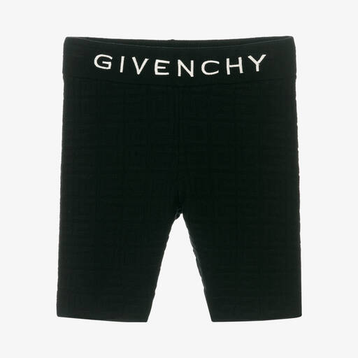 Givenchy-Girls Black Logo Knit Cycling Shorts | Childrensalon Outlet