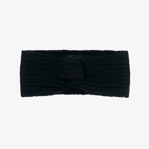 Givenchy-Girls Black Logo Knit Headband | Childrensalon Outlet