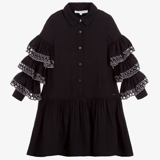 Givenchy-Girls Black Ruffle Dress | Childrensalon Outlet